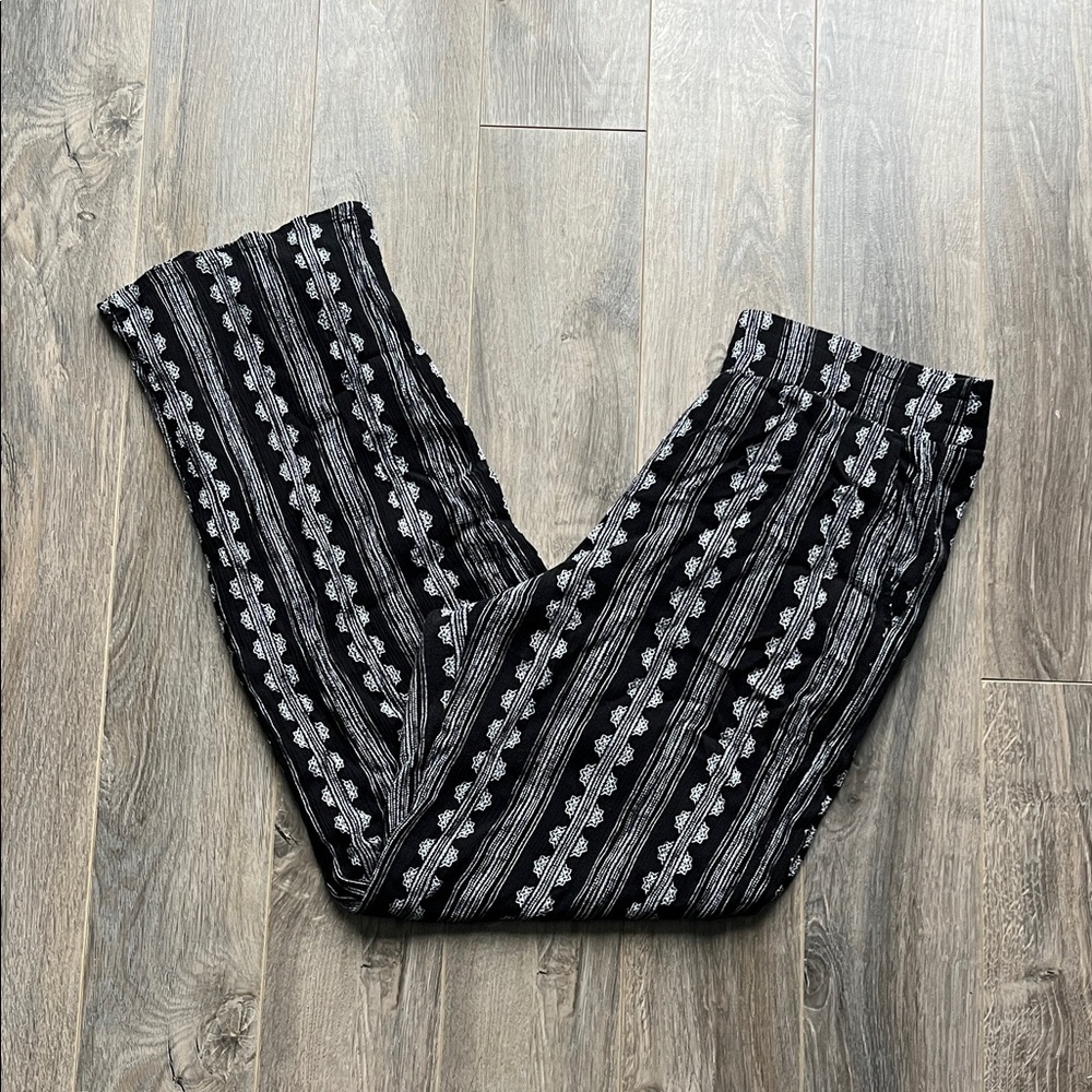 Three Dots Black and White Boho Pants